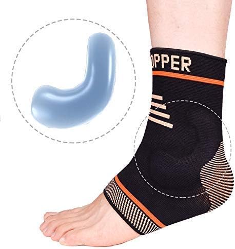 Thx4COPPER Infused Compression Ankle Brace,Silicone Ankle Sleeve Support, Pain Relief from Plantar Fasciitis, Achilles Tendonitis- Reduce Foot Swelling & Prevent Ankle Injuries -Medium