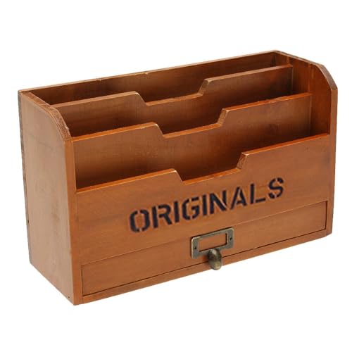 Generisch Porte-fichiers mural en bois pour documents de bureau | Support de rangement à 3 grilles...