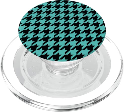 Aesthetic Houndstooth Pattern Black Teal Turquoise Fashion PopSockets MagSafe PopGrip