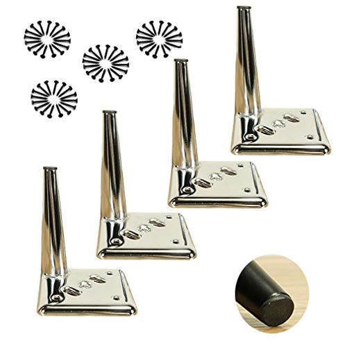 HYGERX 4 Unids de Acero Al Carbono Espesado Hecho de Patas de Muebles, Pies de Sofá de Reemplazo de Metal, Almohadilla Antideslizante Mute Mute Absorte/Silver/15Cm/5.9In Cover