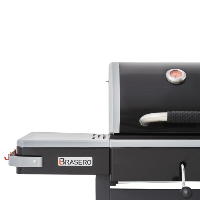 BRASERO BY FAVEX – Bi‑Energy L – Plancha gaz et barbecue charbon – 2 x 3,6 kW – plaque inox 49 x 42 cm – grille 48 x 42 cm – réglage charbon par manivelle – 10 à 12 convives