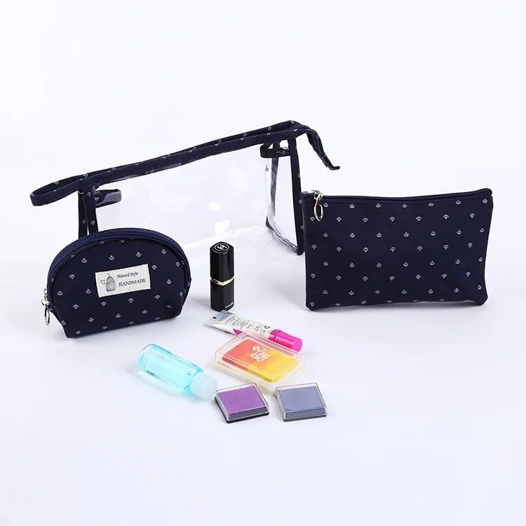 Image of Handcuffs Make Up Pouches Set of 3 | Cosmetic Bags | Toiletry Pouch | Makeup Organiser | Vanity Case | Jewellery Bag | Travel | Daily Use | Cases (Blue)