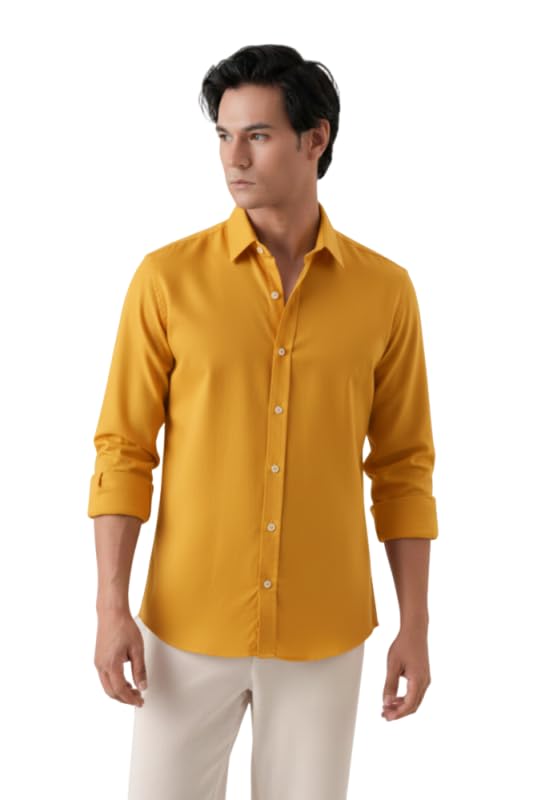 Image of CRYSTAL SKY Men Airy Linen Cotton Shirt Regular Fit Full Sleeves Solid Formal Shirt Stylish Daily Casual Office Wear