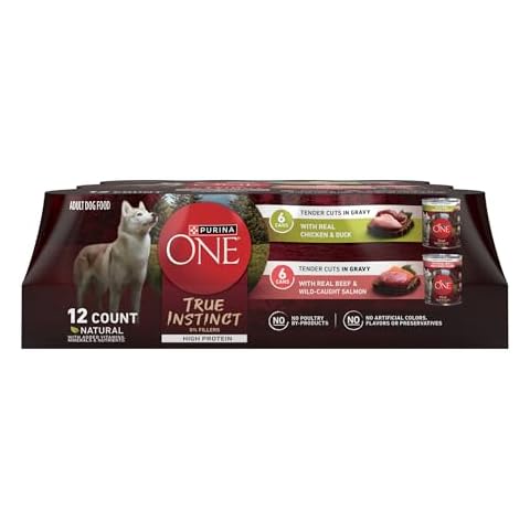 Purina ONE True Instinct Tender Cuts in Gravy with Real Chicken and Duck, with Real Beef and Salmon High Protein Wet Dog Food Variety Pack - (Pack of 1) 13 oz. Cans Cover