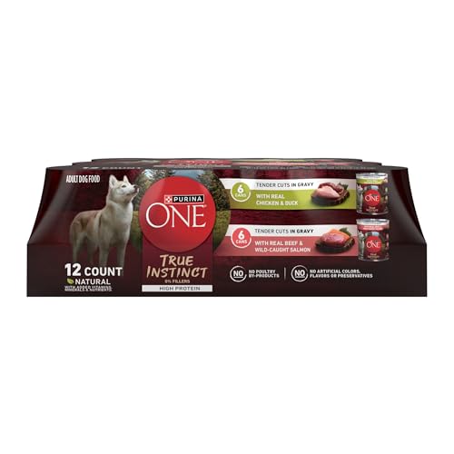 Purina ONE True Instinct Tender Cuts in Gravy with Real Chicken and Duck with Real Beef and Salmon High Protein Wet Dog Food Variety Pack - (Pack of 1) 13 oz. Cans