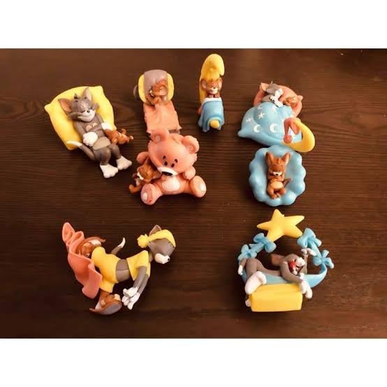 Image of BOENJOY Gifts Tom and Jerry Sleeping Figure Toy Home Decors, Office Desk and Study Table| Set of 8 | Size Approx 9-8 CM