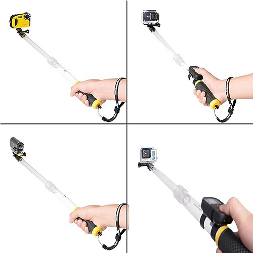 Image of Action Camera Non-Slip Waterproof Selfie Stick Extendable Handler Pole Floating Hand Grip w /Wrist Strap for GoPro Insta360 Akaso Action Camera Diving Surfing Snorkeling Rafting Kayaking (14-24 Inch)