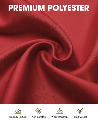 Image of Pureegg Rectangle Table Cloth 60 inch x 102 inch - Durable Polyester Tablecloth Offers Reusable & Washable Protection, Ideal for Outdoor Party, Picnic, Wedding, Banquet and Birthday, 2 Pack, Red