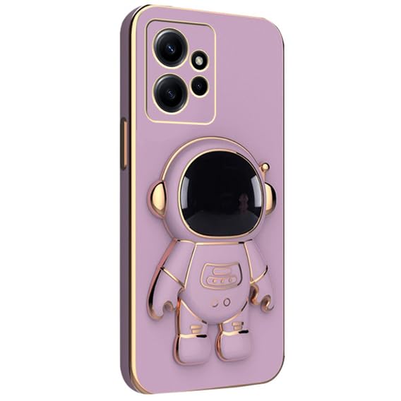Image of for Realme 9 Pro Plus | Realme 9 / Narzo 50 Pro 5G Case Cute 3D Astronaut Stand Design Camera Protection Shockproof Soft Back Cover for 9 Pro Plus | Realme 9 / Narzo 50 Pro 5G (Purple)