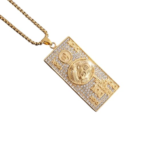 KEIFIEWMEY New 2026 Unisex Hip Hop Ice Dollar Pendant Military Necklace Suitable For Male And Female Rappers Fashion Trend Rock Party Decoration Jewelry Luxury With You Accessories Trendy Women Men