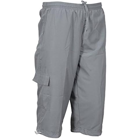 Sterling Sports Mens 3/4 Length Tracksuit Bottoms Mesh Lining Silky Gym Jogging Grey Short Summer Holidays Beach Shorts,M,L,XL,-XXL (XL) Cover