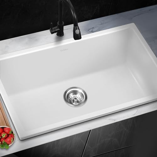 Welba Kitchen Sink 70x45cm Granite Stone Sink Laundry Basin Single Bowl White