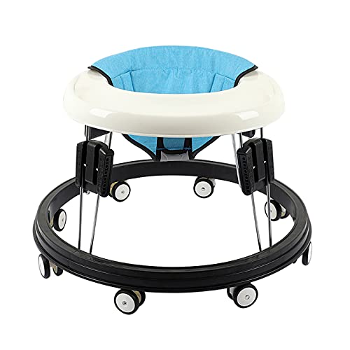 Trotteur Bébé Walker Baby Walker, 2 en 1 Activité Pliable Helper avec Hauteur Réglable, Plateau pour Walker, Toddler Walker avec Dossier Siège Rembourré pour Bébé 6-18 Mois (Color : Blue) Cover