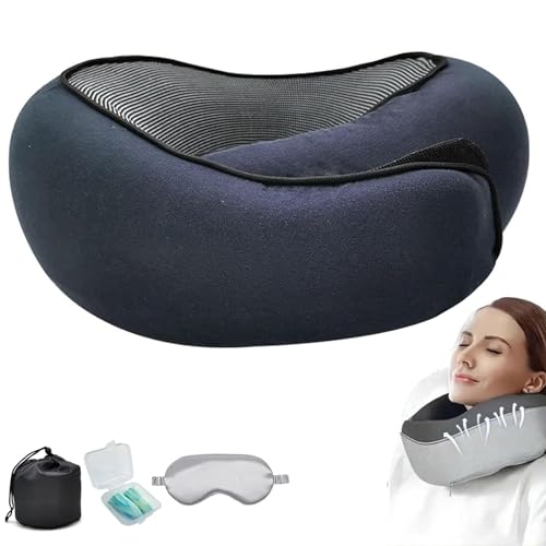 2024 New Travel Pillow, Best Memory Foam Neck Pillow,360° Adjustable Full Surroundingmemory Pillow,Perfect for Airplanes, Offices And Cars.,Blue