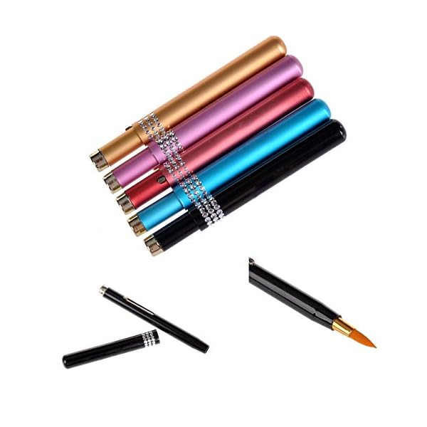 CCbeauty 5Pcs Portable Retractable Cosmetic Makeup Lip Brush Pen with Cap For Lipstick Gloss Applicators