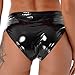 FEESHOW Women Wetlook Faux Leather High Waisted Booty Shorts Briefs Cheeky Bottoms Black Large