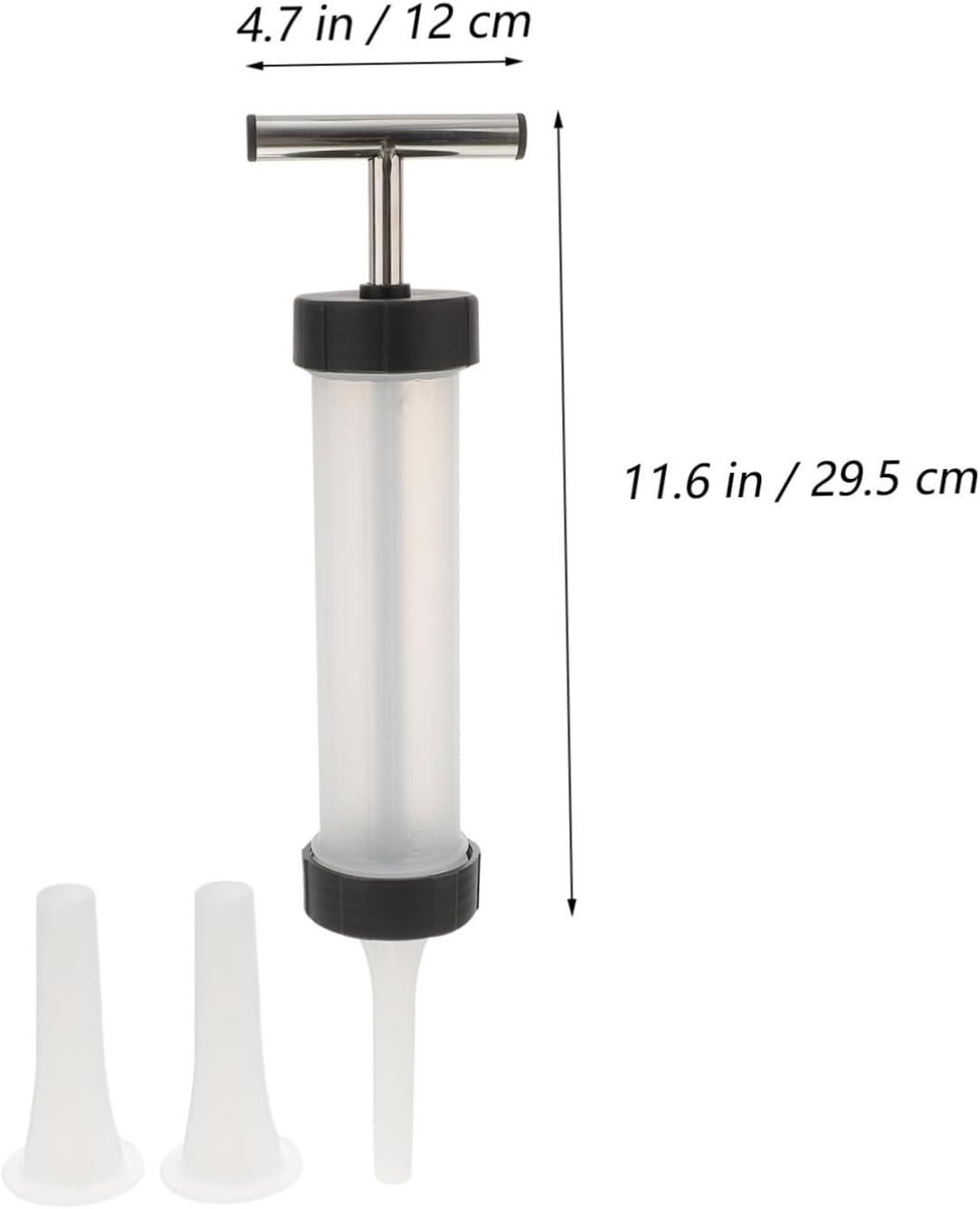 TIDTALEO 1 Set Manual Sausage Stuffer Tool Comfortable Handle for Homemade Sausage Stainless Steel with Plastic Tubes Kitchen Helper