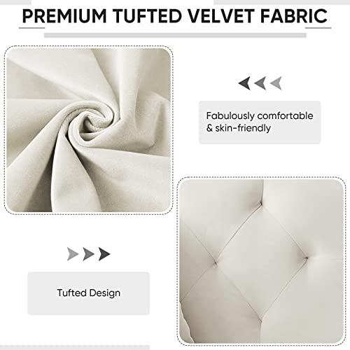 Antetek Convertible Futon Sofa Bed, 59-Inch Modern Velvet Sleeper Sofa Small Loveseat With Two Pillows, 3 Adjustable Positions And 6 Golden Metal Legs Furniture For Living Room And Bedroom, White #TOP5