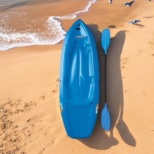The Wave Youth Kayak, 6 Feet, with Paddle, Stable and Safe Design for Young Paddlers Or Beginners (Blue, 1 Pack)