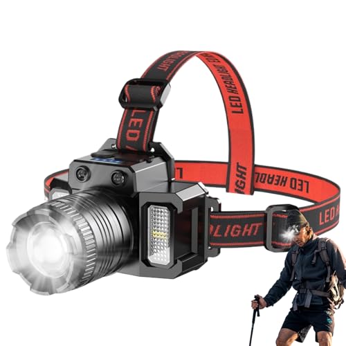 Linterna frontal LED Lenser - Luz de camping | Faro ajustable para exteriores | Faro LED recargable | Faros LED brillantes | Superbrillantes 4000 lúmenes | Perfecto para paseos de perros