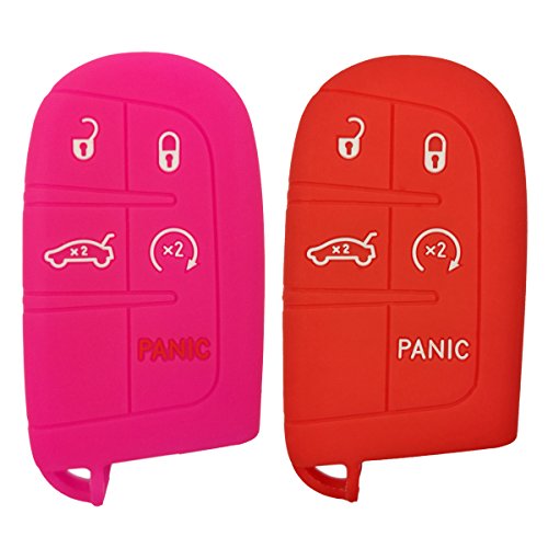 Coolbestda 2Pcs Key Fob Protector Keyless Cover Remote Case Bag For 2017 2018 2019 2020 2021 Jeep Grand Cherokee Compass Dodge Challenger Charger Dart Durango Journey Chrysler 300 200 #TOP15
