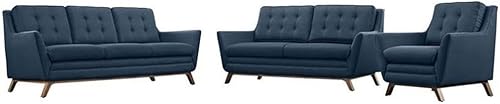 Miniatura 7 de Modway Beguile - Sofá moderno de mediados de siglo tapizado con sofá y sofá biplaza en azul
