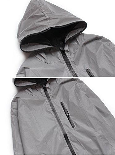 fangfei Casaco refletivo com capuz jaqueta moderna com bolso de corrida, Cinza, 4G