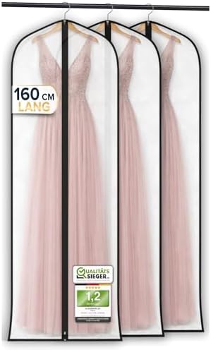 FiRiO® 3x Premium Kleidersack Lang 160 cm I Kleiderhülle mottensicher | Schutz vor Motten & Staub I PEVA Transparent I Atmungsaktive Kleiderschutzhülle für Anzug, Mantel, Jacke & K