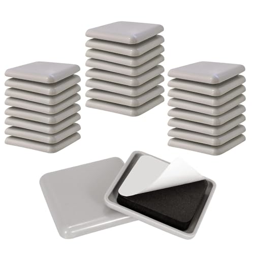Lyhaogao 24pcs Self Stick Furniture Sliders for Carpet Adhesive Moving Pads, Square Furniture Glides for Sofa,Bed,Dresser, No Tool Beige Carpet Sliders to Protect Floors and Easy Furniture Moving