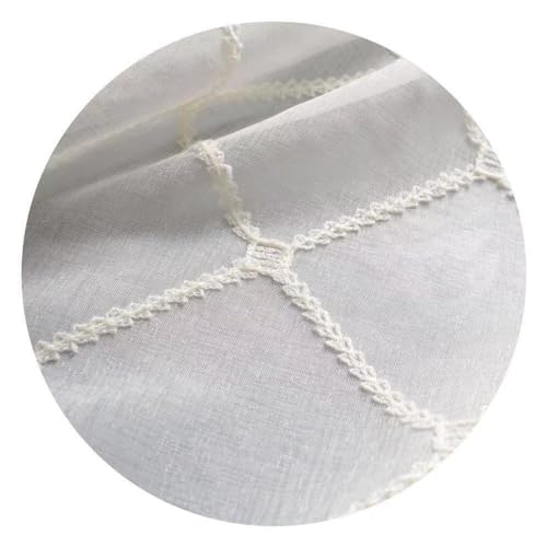 Rideaux en voile transparent brodé à carreaux 140 x 183 cm - 6