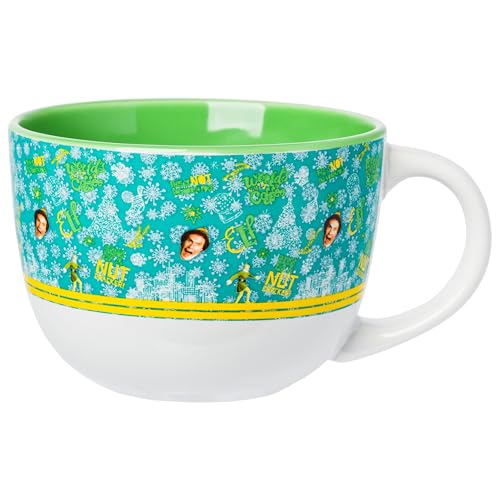 Silver Buffalo Elf Buddy Iconic Quotes Christmas Ceramic Soup Mug, 24 Ounces