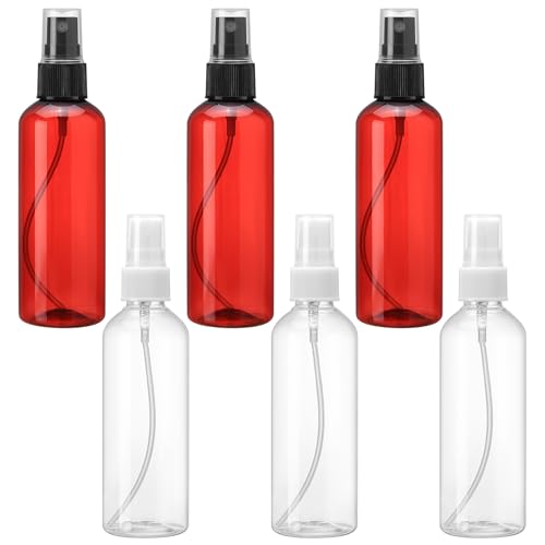 6 flaconi spray da 100 ml, piccoli nebulizzatori, 100 ml, vuoti piccoli flaconi spray da riempire, spray per acqua, cosmetici, bottiglie da viaggio, (trasparente/marrone)