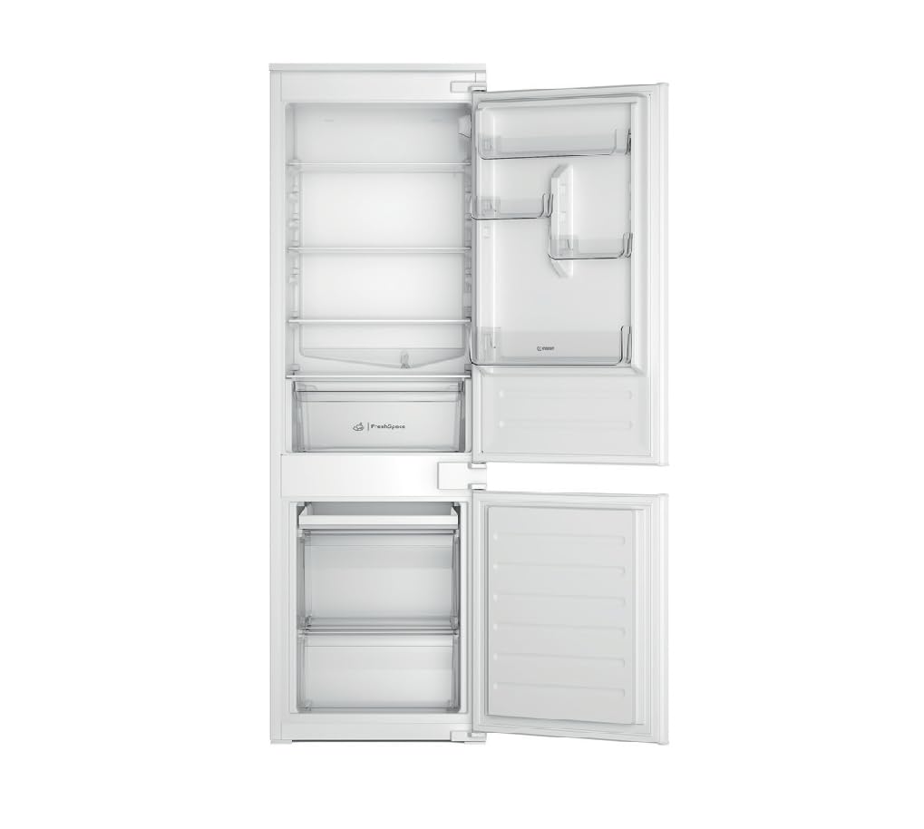 Indesit INC18D021A1 Frigorifero Combinato, Statico, Tecnologia Low Frost, Altezza 177 cm, 34 dBA, Porte Reversibili, Illuminazione Led, Controllo Umidità, Allarme Porta Aperta, Classe Energetica E