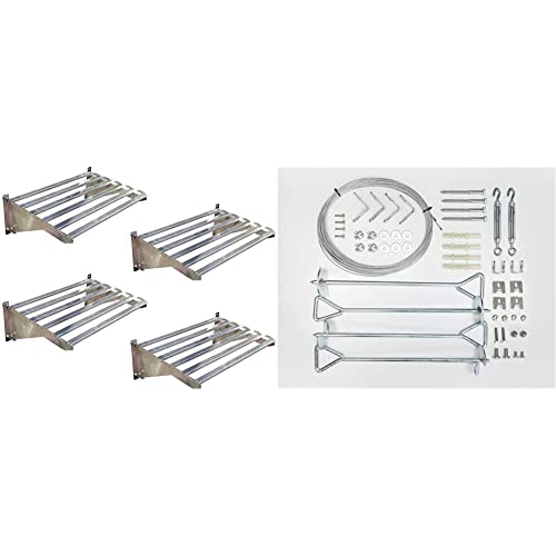 Palram - Canopia Heavy Duty Greenhouse Shelf Bundle (4 Piece) & Anchor Kit for Nature Greenhouses and Skylight Sheds