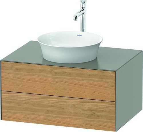 Duravit Tulip Blanco, Mueble de baño colgado en la Pared, Ancho 800 x Fondo 550mm, con 2 cajones, con tecnología Tip-on, WT49850, Color: Naturaleza
