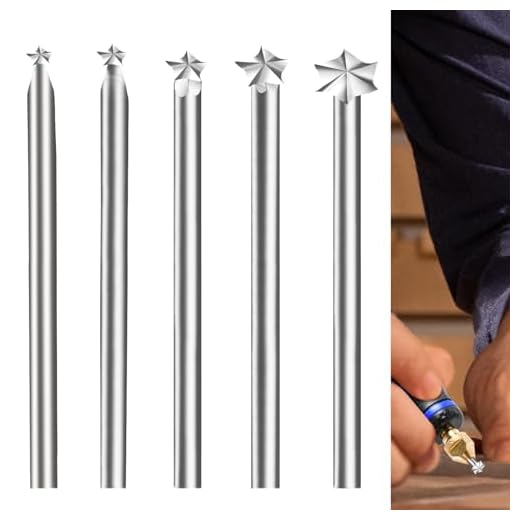 BAIQI Wood Carving Tool KitFive Different Drill Bits, DIY Carving Crafts Shape 3mm Shank Diameter,Sturdy Steel Culpture Engraving Tools (Five-Star Knife)