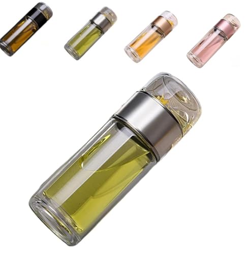 中国茶 タンブラーガラス水筒 茶分離カップ 分離式茶漉し付 茶筒 ステンレス 二層お茶水分離ティーカップ 茶こし付き お茶 ボトル お茶入れ 時間 コントロール 透明 耐熱耐冷 携帯便利 自宅用 勤務先 旅行スポーツ アウトドアコップ おしゃれ 持ち運びや