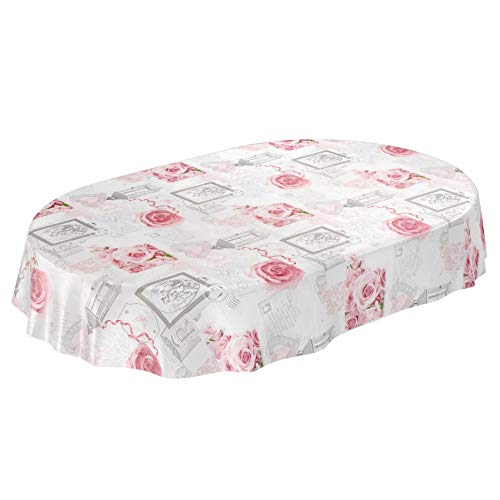 ANRO Nappe en Toile cirée Lavable Motif Maison de Campagne Gris Vieilli 180 x 140 cm