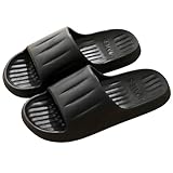 ルームシューズ スライドサンダル 厚底 静音 洗える 幅広 防臭 室内 柔らかい 滑り止め シャワー ビーチサンダル スリッパ オフィス店舗 トイレ (ブラック, 日本の靴のサイズ寸法, 大人, 数値, 30.0 cm) [並行輸入品]