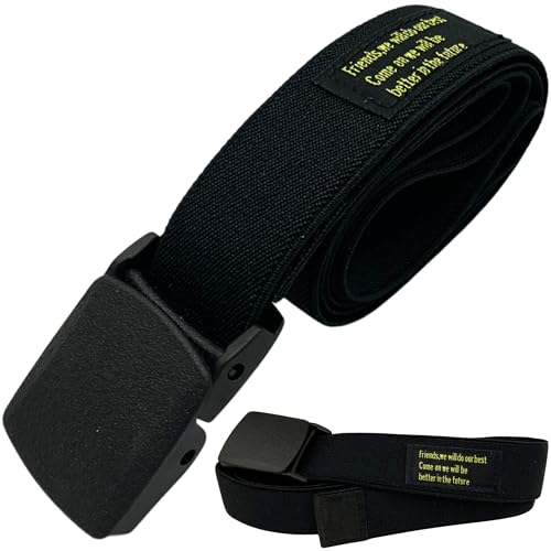 Womens No Metal Elastic Colorful Adjustable Webbing Belt, Stretch Airport Friendly Metal Free Plastic