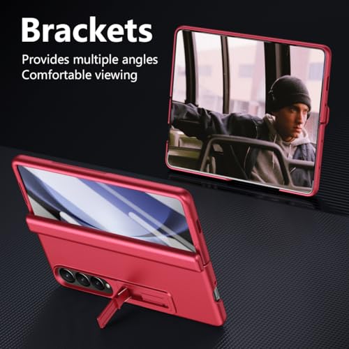 Étui Galaxy Z Fold 4 rouge avec protection charnière et support - 5