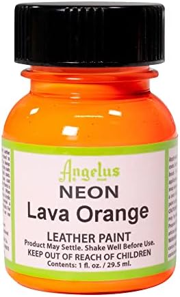 Angelus Neon Lava Orange Acrylic Leather Paint, 1 oz (29.5 ml) – Flexible Paint for Leather Shoes, Sneakers, Bags, Jackets & DIY Crafts