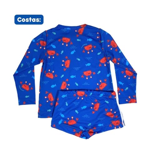 Conjunto Infantil Praia Menino Camisa Sunga Proteção Solar (BR, Idade, 4 Anos, Padrão, Carangueijo M