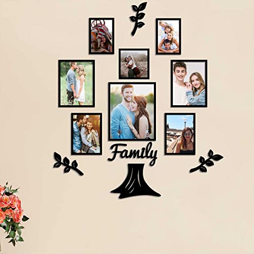 Image of Art Street Family Tree Photo Frame for Living Room Set of 13 Pieces with MDF Plaque Eco Series Picture Frame for Home Decor (3 Leaf,1 Trunk and 1 Family)