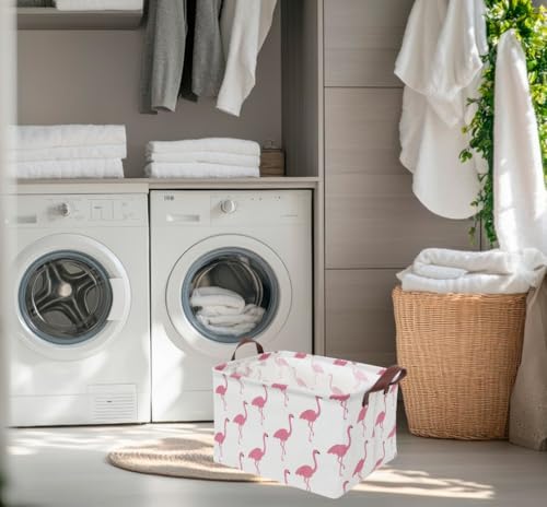 Image of CLOCOR Rectangular Storage Bin,Waterproof Gift Baskets,Room Decor (Flamingo)