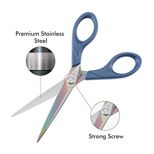 Livingo Scissors 7 Inch All Purpose Titanium Scissors Bulk 2 Pack, Left/Right Handed, Forged Stainless Steel Sharp Blade Shears Multipurpose For Home Offce School Student Sewing Fabric Craft Supplies #TOP4