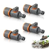 4 Stück Schlauchkupplung mit Regulierventil, Gartenschlauch Verbinder mit Regulierventil, 1/2 Zoll Gartenschlauchverbinder mit Absperrventil für Kontinuierliche Regulierung und Absperrung