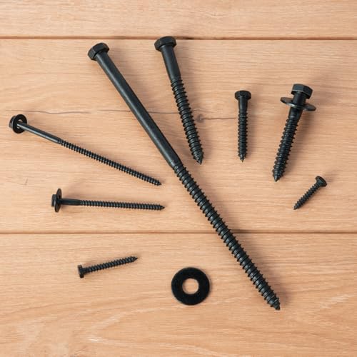 Tornillos Tirafondo para madera Hexagonales de 1/4 pulgada x 4 pulgadas, paquete de 100 unidades, acero con recubrimiento anticorrosivo negro miniatura 6