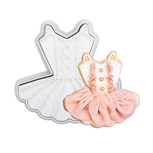 Flycalf Dress Cookie Cutters With Plunger Stamps Holiday Slip Shapes Eco-Friendly Pla Baking Accessories Cutter Molds Gifts Decorative Party 3.5" Kitchen Cake Supplies #TOP9