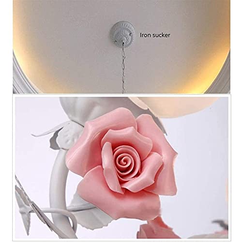 Plafonnier rétro lustre rose céramique fleur droplight - 6